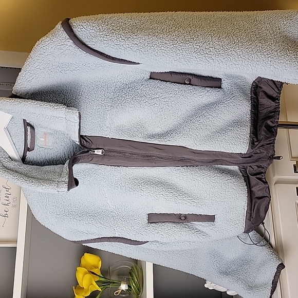 Free People Movement Cozy Ice Flow Blue Fleece Nylon Jacket - Picture 10 of 15